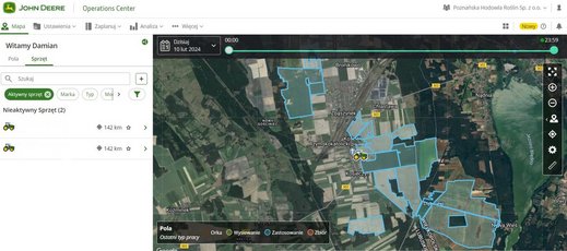 Centrum Operacyjne dostarcza informacji kluczowych z punktu widzenia codziennej pracy: gdzie jest ciągnik, z jaką jedzie prędkością, czy praca przebiega według planu, czy też jakie jest zużycie paliwa