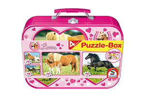 Puzzle konie w metalowym opakowaniu 4w1